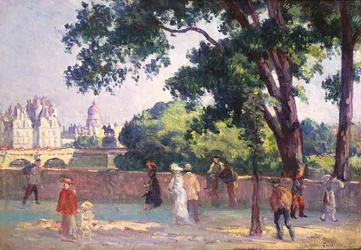 Quai de Institut och Place Dauphine sett från Quai du Louvren, 1904